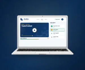 Kelas online Shorof Sprint Jinulins ditampilkan di layar laptop